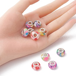 10Pcs 5 Colors Transparent Resin European Rondelle Beads&nbsp;RPDL-YW0001-07B