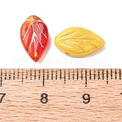 手作りランプワークビーズ  ゴールドライン入り  花  ミックスカラー  12x7x3.5~4mm  穴：0.9~1mm&nbsp;FIND-C076-08
