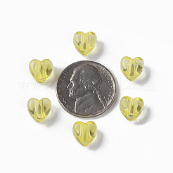 透明なアクリルビーズ  ハート  きいろ  8x8.5x5.5mm  穴：2.5mm  約2030個/500g&nbsp;MACR-S373-95-B03