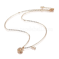 Brass Micro Pave Clear Cubic Zirconia Double Letter Pendant Necklaces&nbsp;NJEW-Z010-24