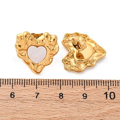 304 Stainless Steel Natural White Shell Stud Earrings&nbsp;EJEW-Z103-06G-02