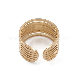 イオンプレーティング(IP) 304 ステンレススチール マルチライン オープンカフリング 女性用  14KGP本金メッキ  内径：15.8mm&nbsp;RJEW-G285-10G