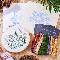 DIY花柄刺繍初心者キット  針を含む  スレッド  ファブリック  刺繍フープ  カラフル  214x200x9.5mm&nbsp;DIY-TAC0020-38