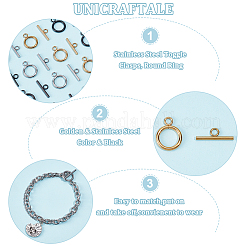 24個 3色 304ステンレススチールマンテル  丸いリング  ミックスカラー  リング：19x14x2mm  バー：20x7x2mm  穴：3mm  8個/カラー&nbsp;STAS-UN0050-82