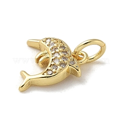 Brass Micro Pave Clear Cubic Zirconia Pendants&nbsp;KK-U046-02G-05