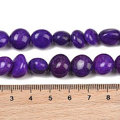 染め加工天然石ホワイトジェイドビーズ連売り  ナゲット  タンブルストーン  インディゴ  9.5~13x9~12x9~15mm  穴：0.8mm  約32個/連  15.35''（39センチメートル）&nbsp;GG-CBACF26-B01-08