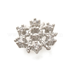Rack Plating Brass Micro Pave Clear Cubic Zirconia Bead Caps&nbsp;KK-H508-18P