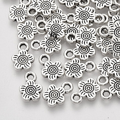 チベット風合金チャーム  花  カドミウムフリー＆鉛フリー  アンティークシルバー  11x8x1.5mm  穴：1.8mm  約567個/500g&nbsp;LS-TIBEP-S319-003AS-RS
