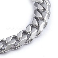 Tarnish Resistant Men's 304 Stainless Steel Cuban Link Chain Bracelets&nbsp;BJEW-L673-001-P