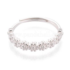 女性用スターリングシルバー調節可能指輪925個  花  s925スタンプあり  銀  4mm  usサイズ6（16.5mm）&nbsp;STER-N016-146S