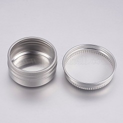 丸いアルミ缶  アルミジャー  化粧品の貯蔵容器  ろうそく  キャンディー  ねじ蓋付き  プラチナ  3.55x1.8cm  容量：10ml（0.34液量オンス）&nbsp;X-CON-L007-05C