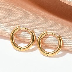 202 ステンレススチール ハギーフープピアス  低刺激性のイヤリング  316サージカルステンレスピン付き  イオンプレーティング（ip）  ゴールドカラー  14x2.5mm&nbsp;X-EJEW-F111A-14mm-G01