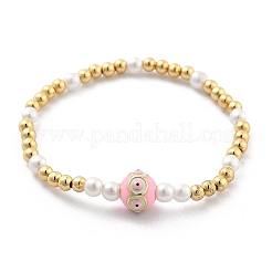 Brass Beaded Stretch Bracelets for Women&nbsp;BJEW-G736-03B