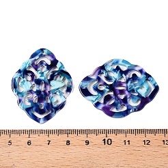 セルロースアセテート（樹脂）ペンダント  花  ミッドナイトブルー  42x32.5x2.5mm  穴：1.5~1.6mm&nbsp;KY-ZX006-06B