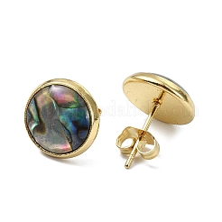 3 Pairs Flat Round Natural Paua Shell Stud Earrings for Women&nbsp;EJEW-JE07126