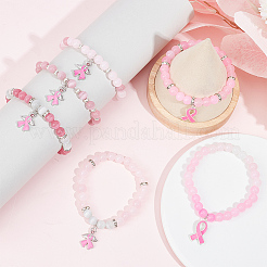 DIY Breast Cancer Awareness Bracelet Making Kit&nbsp;DIY-SC0021-74