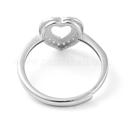 Heart Adjustable 925 Sterling Silver Ring Components&nbsp;STER-G042-06P