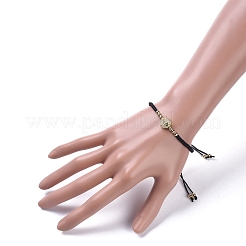 Leopard Adjustable Brass Nylon Thread Braided Bracelets&nbsp;BJEW-JB04985-01