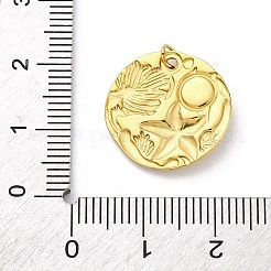 304ステンレスペンダント  ジャンプリングとABS模造真珠付き  ヒトデチャーム付きフラットラウンド  イオンプレーティング（ip）  18KGP本金メッキ  18x3mm  穴：2.5mm&nbsp;STAS-E550-11G