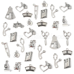 100pcs12スタイルチベットスタイル亜鉛合金ペンダント  鉛フリー＆カドミウムフリー  アンティークシルバー  13~32x6~23x1.5~8mm  穴：1.2~2mm&nbsp;TIBEP-FS0001-39