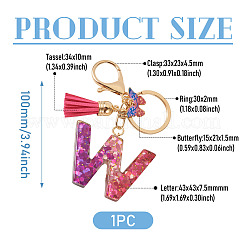Alloy Resin Butterfly Keychains&nbsp;KEYC-TADJ0002-02G-W