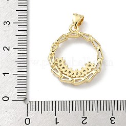 クリスマスブラスマイクロパヴェキュービックジルコニアペンダント  クリスマスリースのチャーム  長持ちメッキ  ラックめっき  鉛フリー＆カドミウムフリー  18KGP本金メッキ  23.5x20x4mm  穴：4.5x3.5mm&nbsp;KK-H537-21G