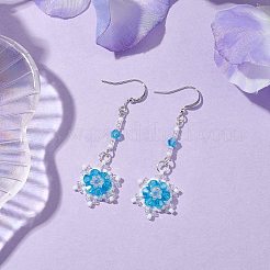 Glass Seed Beaded Dangle Earrings&nbsp;EJEW-MZ00171-01