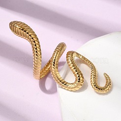 Snake 304 Stainless Steel Cuff Rings for Women&nbsp;RJEW-A091-15G