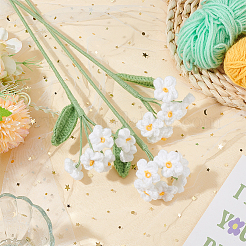 手作りのかぎ針編みポリエステル糸の花の装飾品  造花  結婚式の家の装飾用  ホワイト  377mm&nbsp;DIY-WH0430-622B