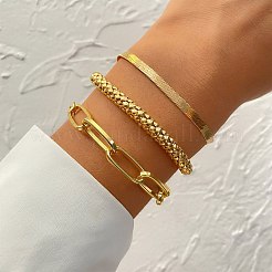 3Pcs Alloy Snake Chain Bracelets & Oval Link Chain Bracelets & Bangles Set&nbsp;WGF0598-01