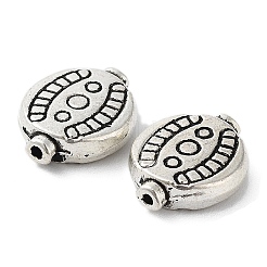 チベット風合金ビーズ  カドミウムフリー＆鉛フリー  オーバル  アンティークシルバー  10x12x3mm  穴：1.2mm  約757個/1000g&nbsp;FIND-Q094-14AS