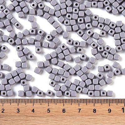不透明なアクリルビーズ  キューブ  ライトグレー  4x4x4mm  穴：1.4mm&nbsp;X1-OACR-B025-06H-1