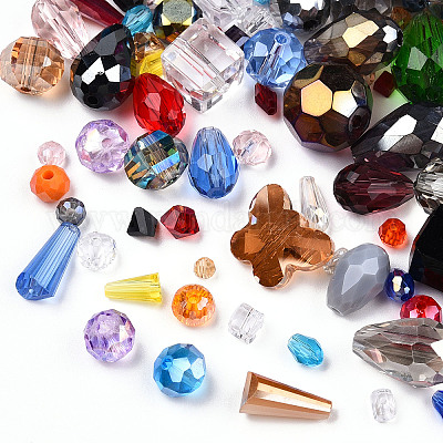 ガラスビーズ  混合図形  ミックスカラー  2.5~27x2.5~18x2~18mm  穴：0.8~1.8mm  約350 G /袋&nbsp;EGLA-N002-48-1