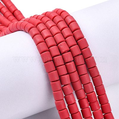 樹脂粘土ビーズ連売り  コラム  ファイヤーブリック  5~7x6mm  穴：1.5~2mm  約61~69個/連  15.74インチ&nbsp;CLAY-T001-C27-1