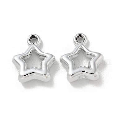 メッキアクリルパーツ  カン付き  スター  銀メッキ  20x16.5x6mm  穴：2.2mm&nbsp;PACR-Q008-14S-1