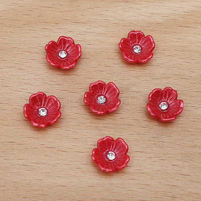 樹脂カボション  花  レッド  11mm&nbsp;PW-WG18849-02-1
