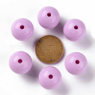 不透明なアクリルビーズ  ラウンド  スミレ  16x15mm  穴：2.8mm&nbsp;X-MACR-S370-C16mm-A03-1