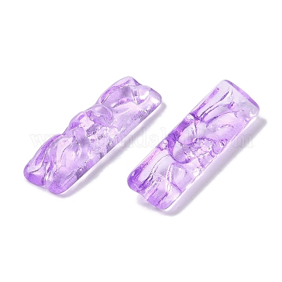 ベーキングペイントガラスペンダント  長方形  スミレ  30x9x5.5mm  穴：1mm&nbsp;GLAA-S202-16J-1