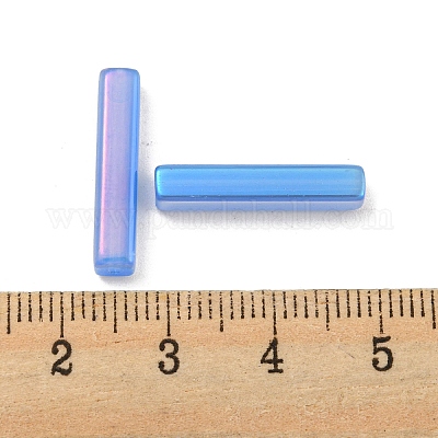 電気メッキガラスビーズ  多面カット  長方形  コーンフラワーブルー  19.5~20x4x4mm  穴：1mm&nbsp;GLAA-D024-01C-1