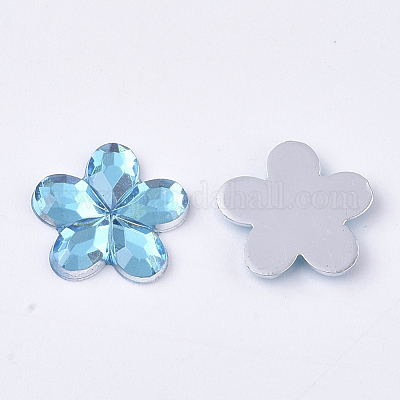 プラスチックカボション  花  空色  9x9.5x1.5mm  約5000個/袋&nbsp;KY-T012-01F-1