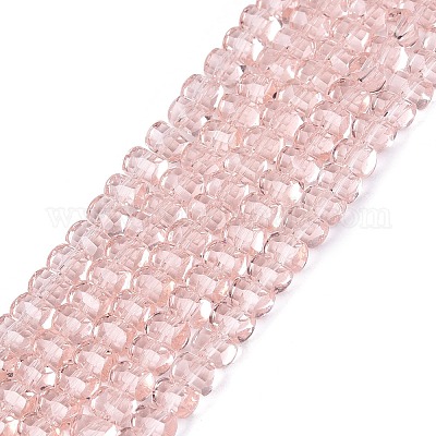 透明ガラスビーズ連売り  骨の形状  多面カット  ピンク  2~2.5x3.5~4x2.5~3mm  穴：0.7~0.8mm  約142~160個/連  11.61~15.35インチ（29.5~39cm）&nbsp;GLAA-Q107-01A-B01-1