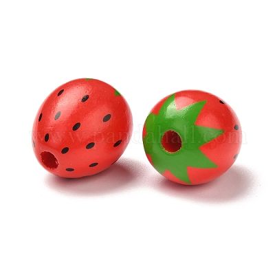 Spray Painted Natural Wood Beads&nbsp;X-WOOD-C007-02-1