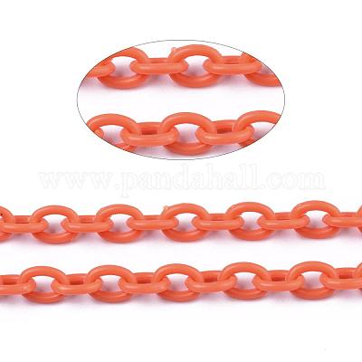 ABSプラスチックアズキチェーン  オーバル  ダークオレンジ  14.96インチ〜15.35インチ（38~39cm）  5.5~6mm&nbsp;KY-E007-03G-1