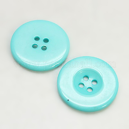 樹脂ボタン  染め  フラットラウンド  シアン  30x3mm&nbsp;RESI-D033-30mm-11-1