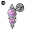 G23 Titanium Threadless Labrets, with Imitation Opal, Stainless Steel Color, Flat Round, 6mm, Pin: 1.2mm