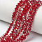 Electroplate Glass Beads Strands, Half Plated, Rainbow Plated, Faceted, Rondelle, FireBrick, 4x3mm, Hole: 0.4mm, about 109~113pcs/strand, 38~39cm