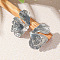 Alloy Stud Earrings, Golden, Flower, 55x40mm