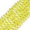 Transparent Glass Beads, 32 Facets, AB Color Plated, Round, Yellow, 6x5.5mm, Hole: 1.2mm, about 91pcs/strand, 19.29''(49cm)