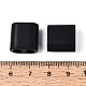 ABSプラスチックビーズ  正方形  2穴  5~6mmコードに適合  ブラック  15x15x8.5mm  穴：4.8mm&nbsp;OACR-N156-07J-3
