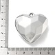 メッキアクリルパーツ  カン付き  多面カット  ハート  銀メッキ  41.5x42x16.5mm  穴：3mm&nbsp;PACR-Q008-11S-3